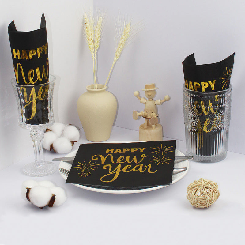 custom logo black paper napkins 2ply